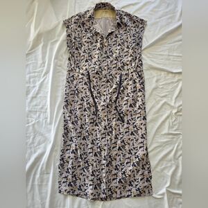 REI Sun Up Navy Floral Dress Midi Dress